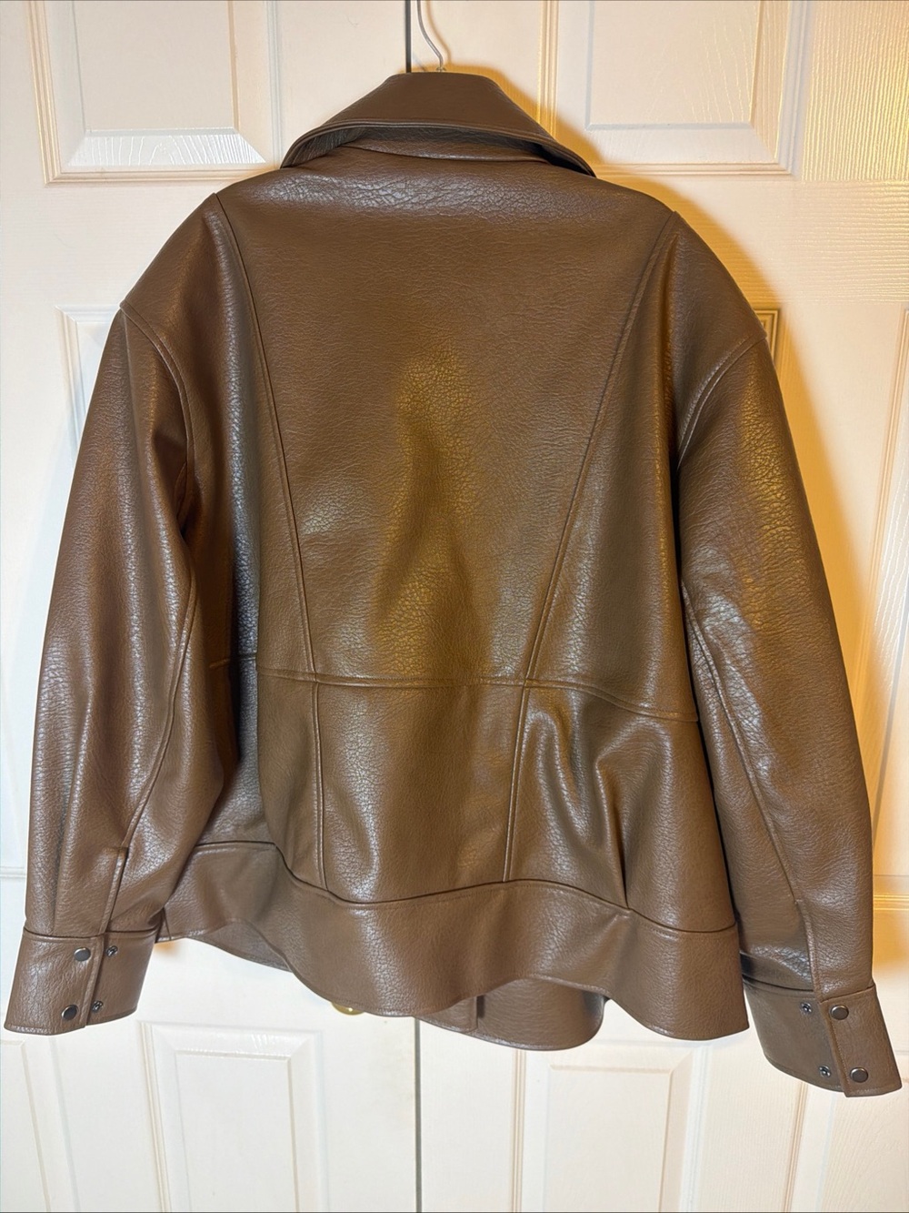 Ashley Graham Brown Faux Leather Moto Jacket Womens 2X Asymmetric Zip $240 NWT - Picture 14 of 14